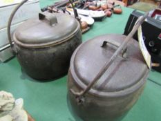 2 cast iron lidded pots - 1 by J & J Siddons of West Bromwich. Estimate £20-40.