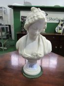 Marble female bust, signed Greuse, 36cm height. Estimate £80-120.