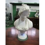 Marble female bust, signed Greuse, 36cm height. Estimate £80-120.