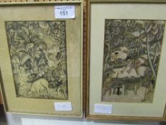 2 framed & glazed Indonesian pictures