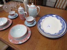 Wedgwood 'Variations' breakfast set for 2, a pottery jug & 2 blue & white meat plates. Estimate £