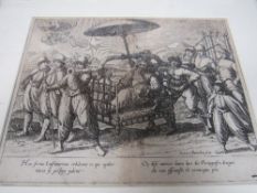 Framed & glazed copper engravings of scenes of life in the East Indies, originally from Jan