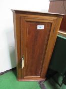 Mahogany corner cabinet with shelf, 50cms x 97cms. Estimate £10-20.