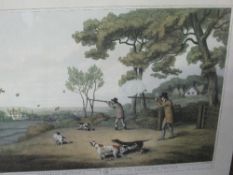 2 hunting prints of partridge shooting. Estimate £10-20.