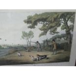 2 hunting prints of partridge shooting. Estimate £10-20.