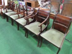 Regency-style rope twist back dining chairs, 3 carvers & 3 standard. Estimate £30-40.