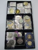 3 boxes of various coins: 5 Diana Her Life in Jewels; 3 Great British coin replicas & Cook Islands 1