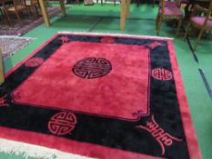 Red & black Chinese carpet, 270 x 244.