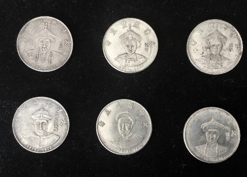 Collection of 6 Chinese coins commemorating The Chinese Emperors over the years 1616 to 1908.