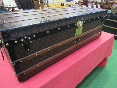 Unusually large Louis Vuitton cabin trunk covered in monogram canvas. Original interior, locks,