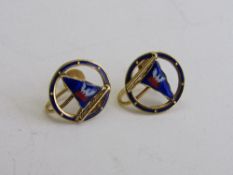 9ct gold & enamel earrings of sailing boats, weight 2.6gms. Estimate £50-60.