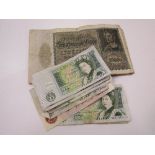 Bank of England Ten Shilling note with 6x £1 notes & 3 Reichbank notes. Estimate £20-30.