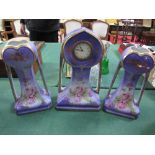 Early 20th century clock garniture set. English porcelain. Clock in going order. Estimate £30