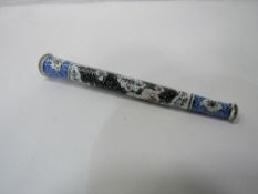 Persian enamelled cigarette holder. Estimate £15-20.