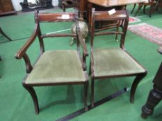 Regency style dining chairs with rope twist back, 6 chairs & 2 carvers. Estimate £20-40.