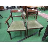 Regency style dining chairs with rope twist back, 6 chairs & 2 carvers. Estimate £20-40.