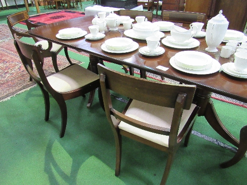 Mahogany extending dining table, 230cms (extended) x 99cms x 77cms with 4 chairs & 2 carvers - Image 3 of 4