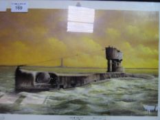 Framed & glazed limited edition print 1 of 1000 'HM Submarine H28' by John Pettitt signed by both