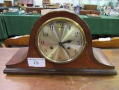 Napoleon-style mantel clock. Estimate £10-20.