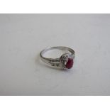 9ct gold, ruby & diamond cluster ring, size O, weight 2.1gms. Estimate £75-90.