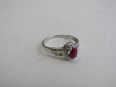 9ct gold, ruby & diamond cluster ring, size O, weight 2.1gms. Estimate £75-90.