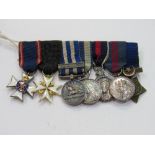 Miniature medal set: Royal Victorian Order of St. John; The Egypt medal; Golden Jubilee