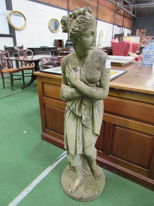 Concrete figure of Pandora (damage to head), height 46cms. Estimate £20-30.