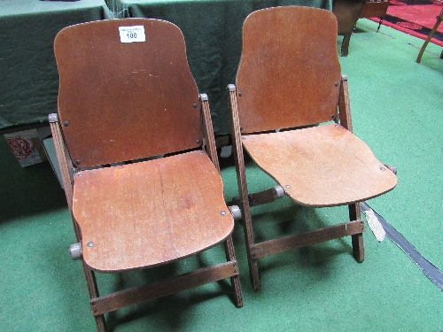 2x 1930's American Seating Company folding chairs. Estimate £40-60.