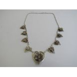 Siam silver necklace of hearts & flowers. Estimate £20-30.