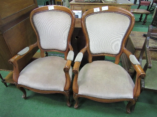 Pair of hard wood open armchairs. Estimate £40-60. - Image 2 of 2