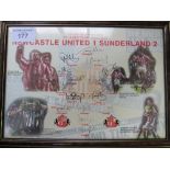 Framed & glazed Newcastle United V Sunderland print signed by the players