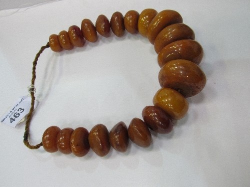 Very large string of graduated honey, amber, Bakelite, cellulite prayer bead necklace. Weight - Image 2 of 2