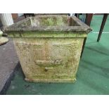 Square concrete planter, 51cms x 51cms. Estimate £50-80.