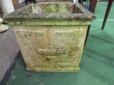 Square concrete planter, 51cms x 51cms. Estimate £50-80.