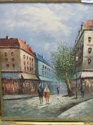 Oil on board of Parisian scene signed B Lomax