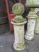 Fluted column, height 77cms & sphere on stand, diameter 33cms.