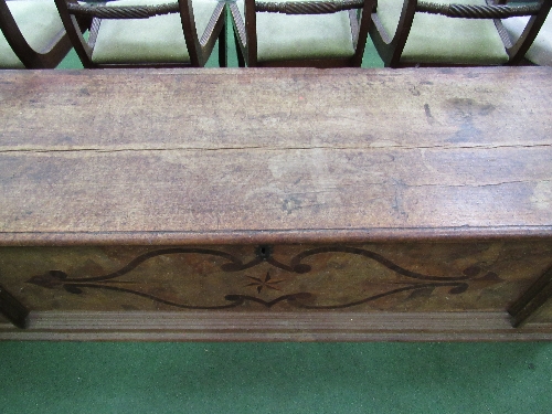 Very large 19th century mahogany German wedding chest with inlaid design to front & moulded base - Image 2 of 5