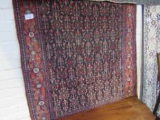 Blue ground multi-patterned wool carpet, 155 x 126. Estimate £20-40.