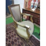 French upholstered armchair & a tub chair for upholstery. Estimate £20-30.