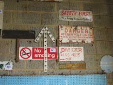 8 various signs, Safey First, Amey Group, Danger 132,000 volt lines