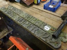 Pair of Jones Super 22 cast iron aluminium crane name plates