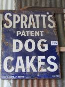 'Spratts patent dog cakes' enamel sign 76cm x 102cm