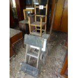 Pine stand, small chair & piano trolley