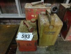 3 assorted fuel cans