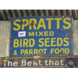 Spratts Mixed Bird Seed and Parrot Food enamel sign 77cm x 50cm