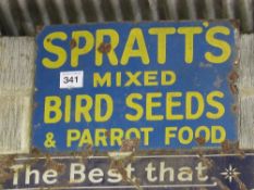 Spratts Mixed Bird Seed and Parrot Food enamel sign 77cm x 50cm