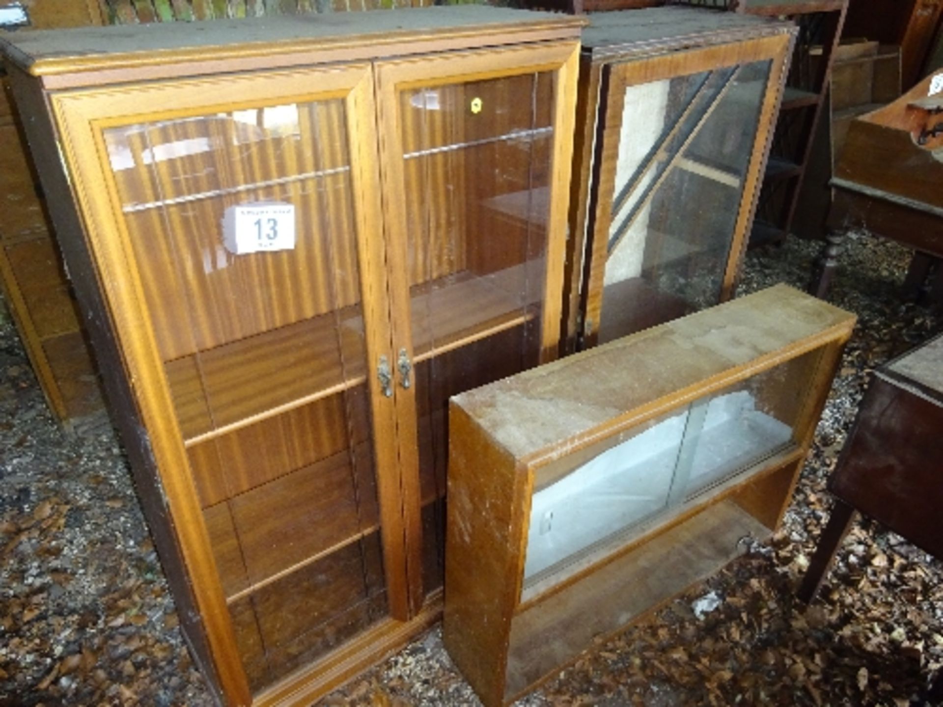 3 glass fronted display cabinets