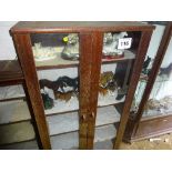 Display cabinet and contents - shire horses and wolves