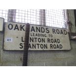 Oaklands Road leading to Lynton Road, Stanton road sign 122cm x 46cm