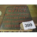 GCP & BVT Notice sign